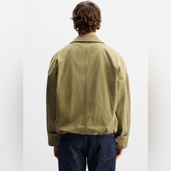 ZARA NWOT Men's Khaki Cropped Trench coat, Size XL - Picture 3 of 13